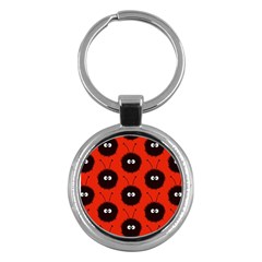 Red Cute Dazzled Bug Pattern Key Chain (round)