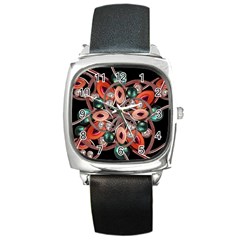 Luxury Ornate Artwork Square Leather Watch by dflcprints