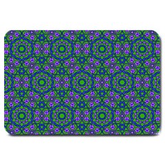 Retro Flower Pattern  Large Door Mat by SaraThePixelPixie