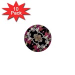 Floral Arabesque Decorative Artwork 1  Mini Button Magnet (10 pack) Front