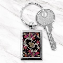 Floral Arabesque Decorative Artwork Key Chain (rectangle)