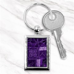 Pretty Purple Patchwork Key Chain (rectangle) by FunWithFibro