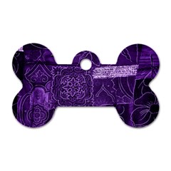 Pretty Purple Patchwork Dog Tag Bone (two Sided) by FunWithFibro