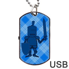 Blue Knight On Plaid Dog Tag Usb Flash (two Sides) by StuffOrSomething