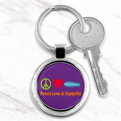 Peace Love & Zeppelin Key Chain (round) by SaraThePixelPixie