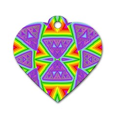 Trippy Rainbow Triangles Dog Tag Heart (one Sided)  by SaraThePixelPixie