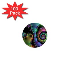 Satin Rainbow, Spiral Curves Through The Cosmos 1  Mini Button Magnet (100 Pack)