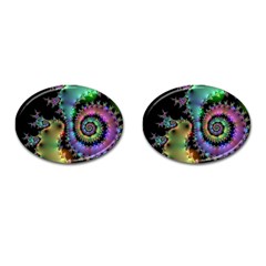 Satin Rainbow, Spiral Curves Through The Cosmos Cufflinks (oval) by DianeClancy