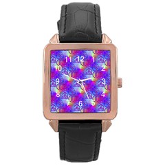 Rainbow Led Zeppelin Symbols Rose Gold Leather Watch  by SaraThePixelPixie