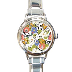 Floral Fantasy Round Italian Charm Watch