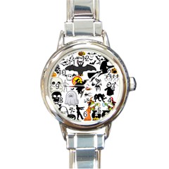 Halloween Mashup Round Italian Charm Watch by StuffOrSomething