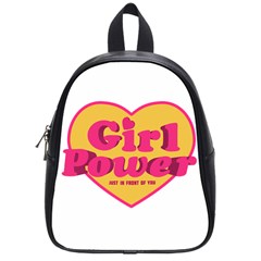 Girl Power Heart Shaped Typographic Design Quote School Bag (small) by dflcprints