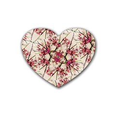 Red Deco Geometric Nature Collage Floral Motif Drink Coasters 4 Pack (heart) 