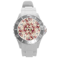 Red Deco Geometric Nature Collage Floral Motif Plastic Sport Watch (large) by dflcprints