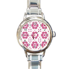 Sweety Pink Floral Pattern Round Italian Charm Watch by dflcprints