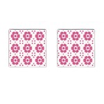 Sweety Pink Floral Pattern Cufflinks (Square) Front(Pair)