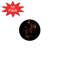 Skull Burning Digital Collage Illustration 1  Mini Button Magnet (10 Pack) by dflcprints