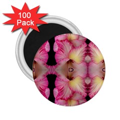 Pink Gladiolus Flowers 2 25  Button Magnet (100 Pack)