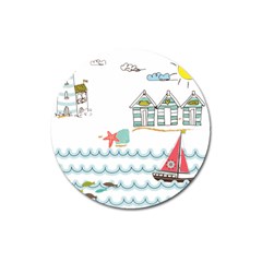 Summer Holiday Magnet 3  (round) by whitemagnolia