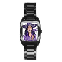 Purple Witch Stainless Steel Barrel Watch by FunWithFibro