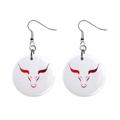 Stylized Symbol Red Bull Icon Design Mini Button Earrings