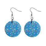 Colorful squares pattern 1  Button Earrings Front