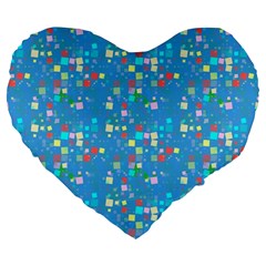 Colorful Squares Pattern 19  Premium Heart Shape Cushion by LalyLauraFLM