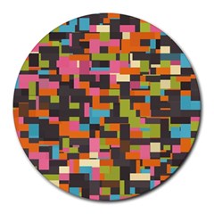 Colorful Pixels Round Mousepad by LalyLauraFLM