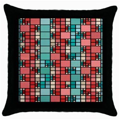 Red And Green Squares Throw Pillow Case (black) by LalyLauraFLM