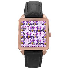 Fms Honey Bear With Spoons Rose Gold Leather Watch 