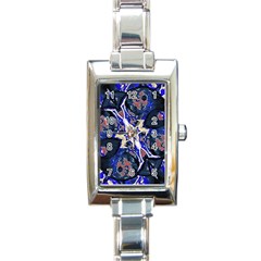 Decorative Retro Floral Print Rectangular Italian Charm Watch by dflcprints