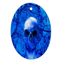 Alien Blue Oval Ornament by icarusismartdesigns