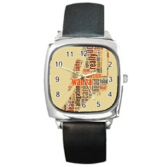 Michael Jackson Typography They Dont Care About Us Square Leather Watch by FlorianRodarte