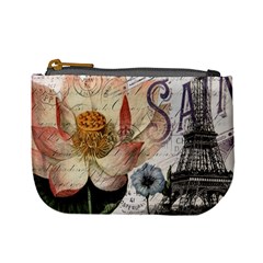 Vintage Paris Eiffel Tower Floral Coin Change Purse by chicelegantboutique