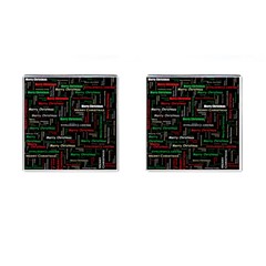 Merry Christmas Typography Art Cufflinks (square)