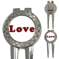 Love Typography Text Word Golf Pitchfork & Ball Marker by dflcprints