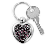 Pink Cheetah Bling Key Chain (Heart) Front