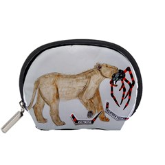 Giant Spider Fights Lion  Accessory Pouch (small) by creationtruth