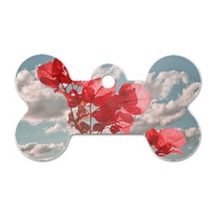 Flowers In The Sky Dog Tag Bone (one Sided) by dflcprints