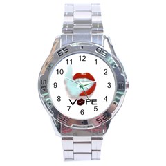 Vape Mouth Smoke  Stainless Steel Watch by OCDesignss