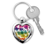 Multicolored Floral Swirls Decorative Design Key Chain (Heart) Front