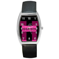 Like A Boss Shiny Pink Tonneau Leather Watch by OCDesignss