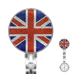 England Flag Grunge Style Print Stainless Steel Nurses Watch by dflcprints