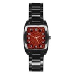 Grunge Style Geometric Mandala Stainless Steel Barrel Watch Front