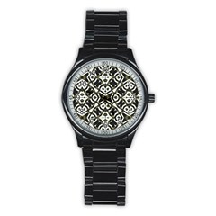 Abstract Geometric Modern Pattern  Sport Metal Watch (black) by dflcprints