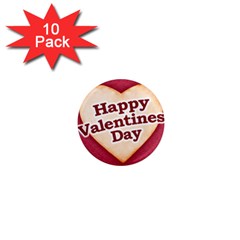 Heart Shaped Happy Valentine Day Text Design 1  Mini Button Magnet (10 Pack) by dflcprints