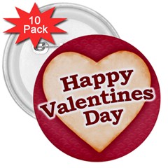 Heart Shaped Happy Valentine Day Text Design 3  Button (10 Pack) by dflcprints