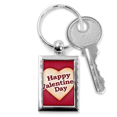 Heart Shaped Happy Valentine Day Text Design Key Chain (rectangle) by dflcprints