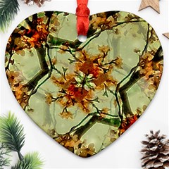 Floral Motif Print Pattern Collage Heart Ornament (two Sides) by dflcprints