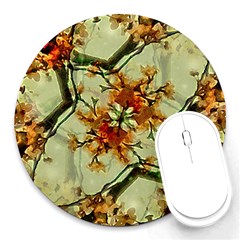 Floral Motif Print Pattern Collage 8  Mouse Pad (round) by dflcprints